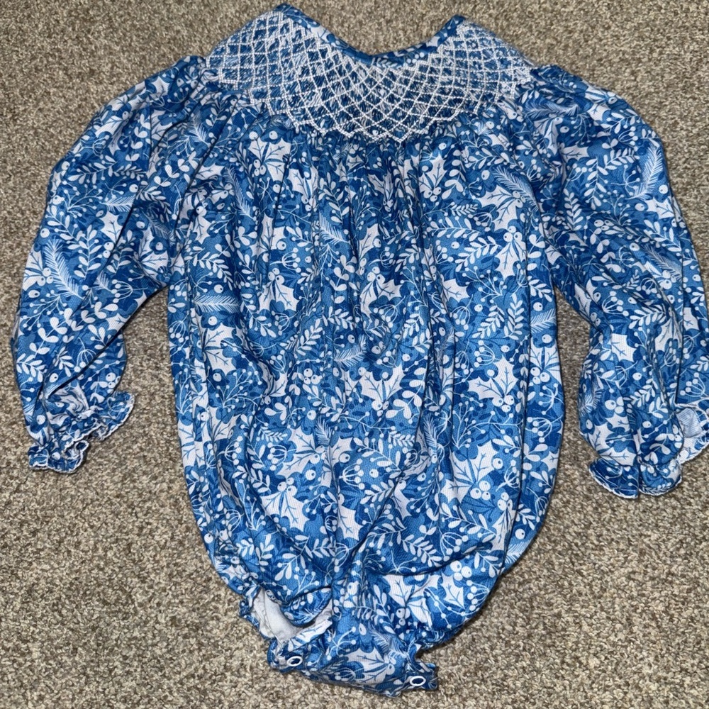Smockingbird White and Blue Patterned size 18 months
